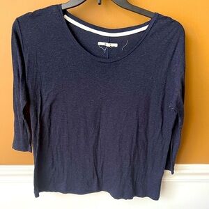 J BRAND Women's Navy Blue Short Sleeve Crop Top Linen Blend Size Small